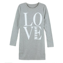 Women Casual T-Shirt Letter Print Long Sleeve Tops Tee Round Neck Women Long T-Shirt Plus Size Grey/Black