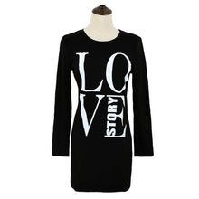 Women Casual T-Shirt Letter Print Long Sleeve Tops Tee Round Neck Women Long T-Shirt Plus Size Grey/Black