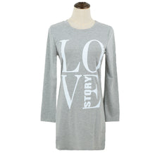 Women Casual T-Shirt Letter Print Long Sleeve Tops Tee Round Neck Women Long T-Shirt Plus Size Grey/Black