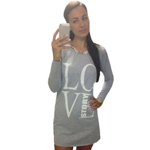 Women Casual T-Shirt Letter Print Long Sleeve Tops Tee Round Neck Women Long T-Shirt Plus Size Grey/Black