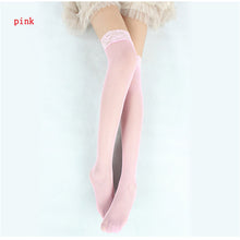 Fashion Women Girls Sexy Lace Nylon Yarn Top Hollow Fishnet Thigh High Long Stockings 5 Colors LY7