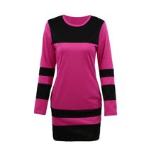 Fashion Women Long Sleeve Bandage Dress Stripe Print Casual Party Mini Dresses Plus Size Dress Vestidos Green/Red/Rose