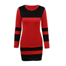 Fashion Women Long Sleeve Bandage Dress Stripe Print Casual Party Mini Dresses Plus Size Dress Vestidos Green/Red/Rose