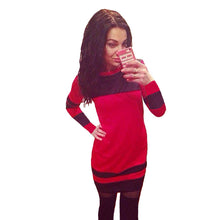 Fashion Women Long Sleeve Bandage Dress Stripe Print Casual Party Mini Dresses Plus Size Dress Vestidos Green/Red/Rose
