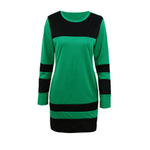 Fashion Women Long Sleeve Bandage Dress Stripe Print Casual Party Mini Dresses Plus Size Dress Vestidos Green/Red/Rose
