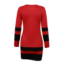 Fashion Women Long Sleeve Bandage Dress Stripe Print Casual Party Mini Dresses Plus Size Dress Vestidos Green/Red/Rose
