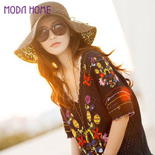 Women Straw Hat Wide Brim Woven Design Foldable Sun Beach Hat Coffee Chapeu Feminino