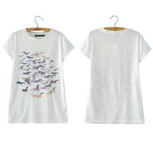 Fashion Women T Shirt Camisas Femininas Animal Horse Print O Neck Short Sleeves Pullover Casual Loose T-shirt Tops White