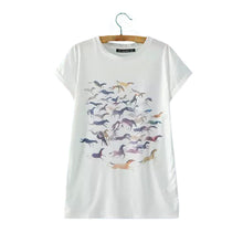 Fashion Women T Shirt Camisas Femininas Animal Horse Print O Neck Short Sleeves Pullover Casual Loose T-shirt Tops White