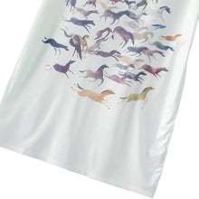 Fashion Women T Shirt Camisas Femininas Animal Horse Print O Neck Short Sleeves Pullover Casual Loose T-shirt Tops White