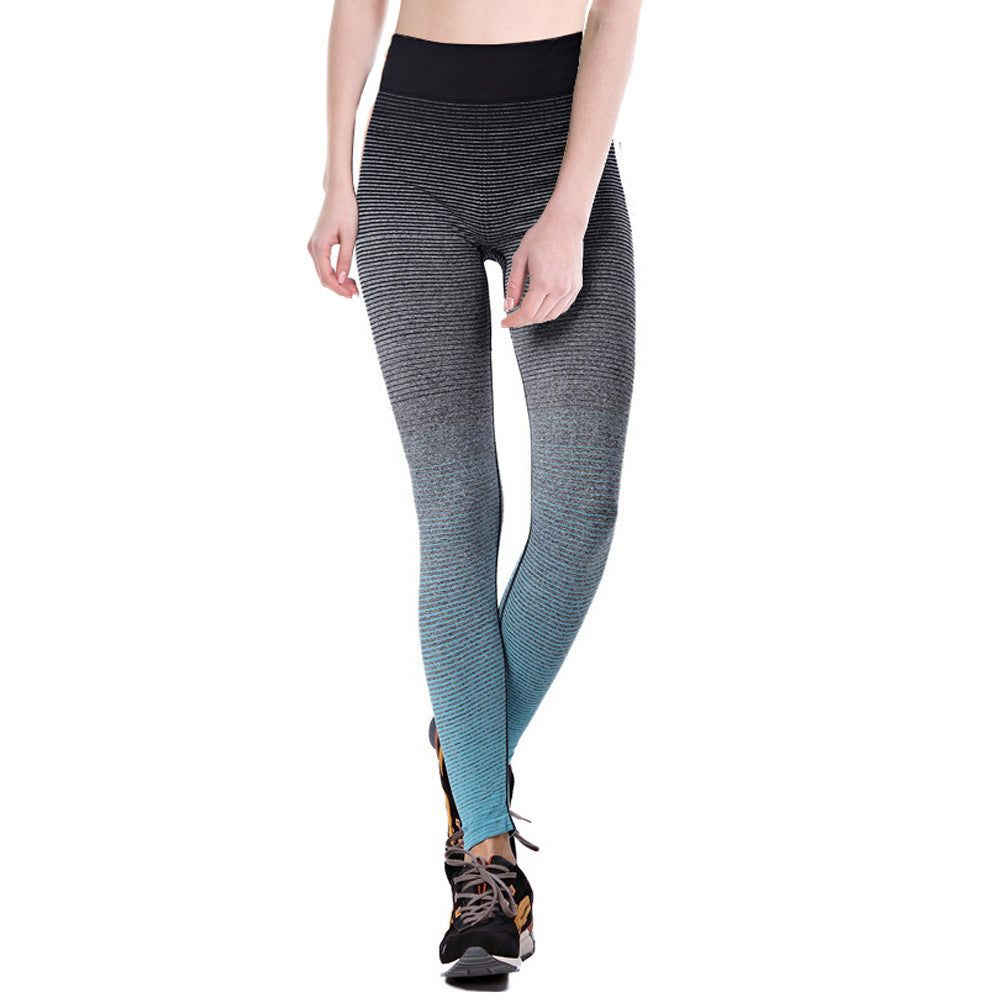 Fashion Women Yuga Pants Girls Elastic Leggings Gradient High Waist Pantaloni Donna Stretch Cropped Trousers Pants