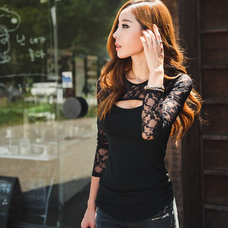 Sexy Women Tops Lace TShirt for Ladies Casual Vestidos Plus Size SXXXL Yo La La Sexy Women Tops Lace TShirt for Ladies Casual Vestidos Plus Size SXXXL Yo La La