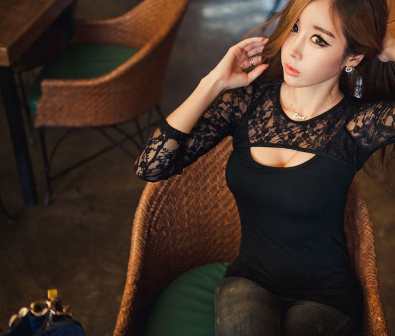 Sexy Women Tops Lace TShirt for Ladies Casual Vestidos Plus Size SXXXL Yo La La Sexy Women Tops Lace TShirt for Ladies Casual Vestidos Plus Size SXXXL Yo La La