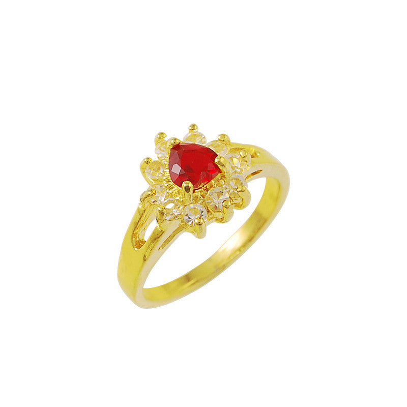 Vintage Love 24k gold plated rings for men red crastal anillos bear bone32