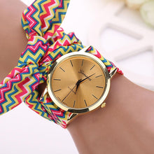 & Women Aztec Tribal Floral Cloth Quartz Dial Wristwatch Watch Clock Dress Bracelet Ladies Watches