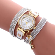 Key Pendant full Crystal Elegance Watch Diamonds Padlocks Bracelet Leather Wrist Watch Clock Bracelets Relogio Femininos
