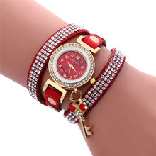 Key Pendant full Crystal Elegance Watch Diamonds Padlocks Bracelet Leather Wrist Watch Clock Bracelets Relogio Femininos