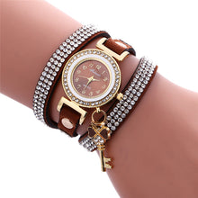 Key Pendant full Crystal Elegance Watch Diamonds Padlocks Bracelet Leather Wrist Watch Clock Bracelets Relogio Femininos