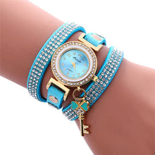 Key Pendant full Crystal Elegance Watch Diamonds Padlocks Bracelet Leather Wrist Watch Clock Bracelets Relogio Femininos