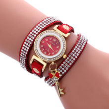Key Pendant full Crystal Elegance Watch Diamonds Padlocks Bracelet Leather Wrist Watch Clock Bracelets Relogio Femininos