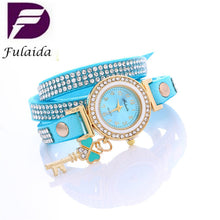 Key Pendant full Crystal Elegance Watch Diamonds Padlocks Bracelet Leather Wrist Watch Clock Bracelets Relogio Femininos