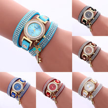 Key Pendant full Crystal Elegance Watch Diamonds Padlocks Bracelet Leather Wrist Watch Clock Bracelets Relogio Femininos