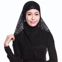 Full Cover Muslim Hat Hijab Two Piece Set Lace Hoofddoek Moslima Solid Islamic Head Turbans For Women Cap Beanies Arab Scarfs