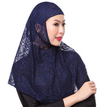 Full Cover Muslim Hat Hijab Two Piece Set Lace Hoofddoek Moslima Solid Islamic Head Turbans For Women Cap Beanies Arab Scarfs