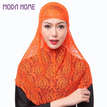 Full Cover Muslim Hat Hijab Two Piece Set Lace Hoofddoek Moslima Solid Islamic Head Turbans For Women Cap Beanies Arab Scarfs