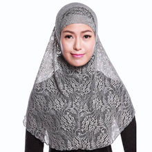 Full Cover Muslim Hat Hijab Two Piece Set Lace Hoofddoek Moslima Solid Islamic Head Turbans For Women Cap Beanies Arab Scarfs