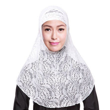 Full Cover Muslim Hat Hijab Two Piece Set Lace Hoofddoek Moslima Solid Islamic Head Turbans For Women Cap Beanies Arab Scarfs