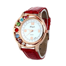 Brand Watches Elegant 7 Colors Diamond Woman Dress PU Leather Strap Bracelet Quartz Watch Womens Wrist Watch lady watches