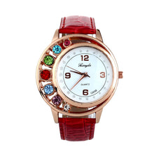 Brand Watches Elegant 7 Colors Diamond Woman Dress PU Leather Strap Bracelet Quartz Watch Womens Wrist Watch lady watches