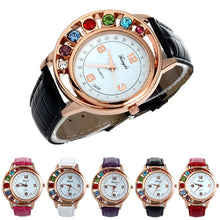 Brand Watches Elegant 7 Colors Diamond Woman Dress PU Leather Strap Bracelet Quartz Watch Womens Wrist Watch lady watches