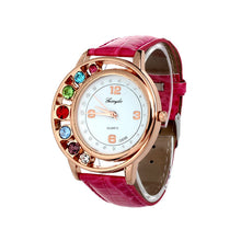 Brand Watches Elegant 7 Colors Diamond Woman Dress PU Leather Strap Bracelet Quartz Watch Womens Wrist Watch lady watches