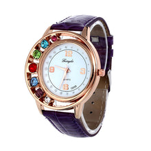 Brand Watches Elegant 7 Colors Diamond Woman Dress PU Leather Strap Bracelet Quartz Watch Womens Wrist Watch lady watches