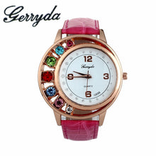 Brand Watches Elegant 7 Colors Diamond Woman Dress PU Leather Strap Bracelet Quartz Watch Womens Wrist Watch lady watches