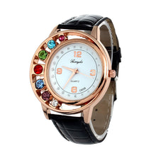 Brand Watches Elegant 7 Colors Diamond Woman Dress PU Leather Strap Bracelet Quartz Watch Womens Wrist Watch lady watches