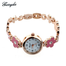 Brand Watches Elegant Flowers Diamond Woman Dress Alloy Strap Bracelet Quartz Watch Womens Wrist Watch lady watches