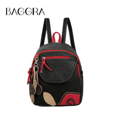 Harajuku Vintage Women Backpack PU Leather Leaf Applique Zipper Mini Schoolbag Casual Travel Bag Teenage Girls Black Rugzak