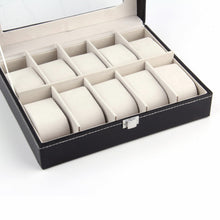 10 Grids Leather Jewelry Watch Display Box Storage Holder Organizer Case Holder