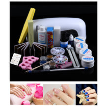 9W Dryer Lamp Tube UV Gel Kit Brush Buffer Guides Toe Seperator Glitter Powder Liquid Tools Nail Tips Glue DIY Kit