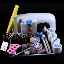 9W Dryer Lamp Tube UV Gel Kit Brush Buffer Guides Toe Seperator Glitter Powder Liquid Tools Nail Tips Glue DIY Kit