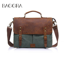 Men Retro Canvas Crossbody Bag Leather Cover Buckle Zipper Designer Handbags Casual Messenger Bag School Travel Bag