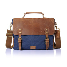 Men Retro Canvas Crossbody Bag Leather Cover Buckle Zipper Designer Handbags Casual Messenger Bag School Travel Bag