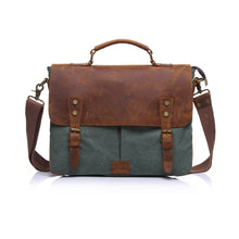 Men Retro Canvas Crossbody Bag Leather Cover Buckle Zipper Designer Handbags Casual Messenger Bag School Travel Bag