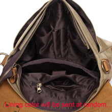 Men Retro Canvas Crossbody Bag Leather Cover Buckle Zipper Designer Handbags Casual Messenger Bag School Travel Bag
