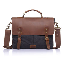 Men Retro Canvas Crossbody Bag Leather Cover Buckle Zipper Designer Handbags Casual Messenger Bag School Travel Bag