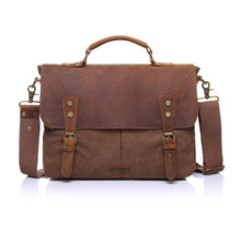 Men Retro Canvas Crossbody Bag Leather Cover Buckle Zipper Designer Handbags Casual Messenger Bag School Travel Bag