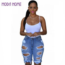 High Waist Denim Shorts Plus Size Short Ripped Jeans for Women Ladies Short Skinny Washed Mom Jeans Femme